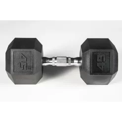 York Barbell 5-50lb Premium PVC Hex Dumbbell Set - Chrome Ergo Handle -Professional Fitness Equipment Store YorkBarbell5 50lbPremiumPVCHexDumbbellSet45lbs