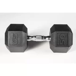 York Barbell 5-50lb Premium PVC Hex Dumbbell Set - Chrome Ergo Handle -Professional Fitness Equipment Store YorkBarbell5 50lbPremiumPVCHexDumbbellSet50lbs