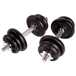 York Barbell Black Cast Iron Adjustable S/L Dumbbell Set