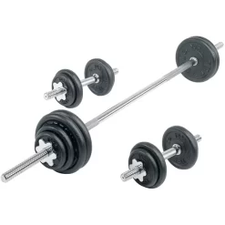 York Barbell Contour Cast Iron Spinlock Dumbbell / Barbell Set